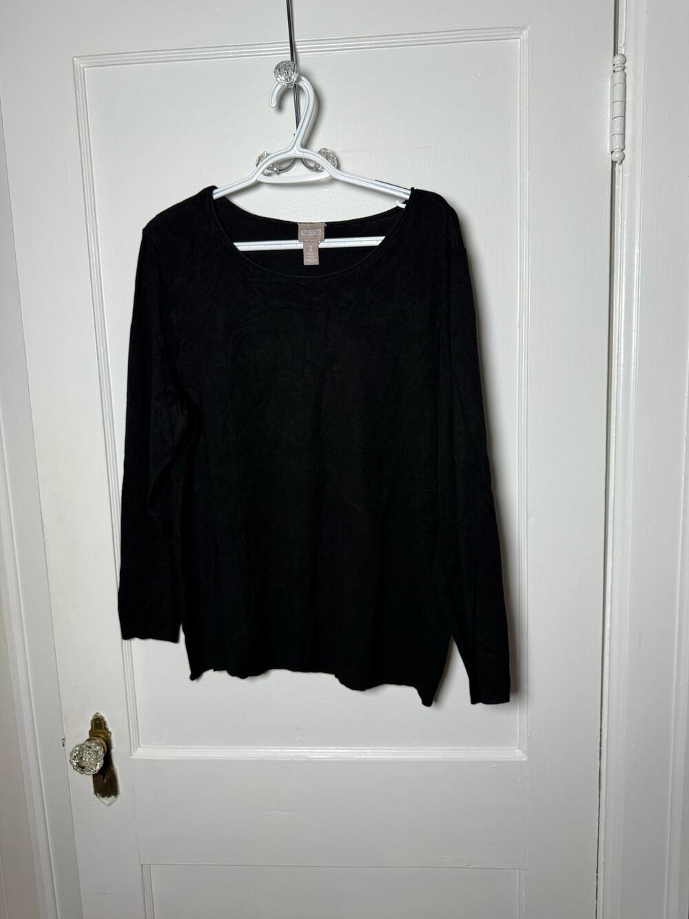 Chico's Black Lightweight Flowy Loose Fit Minimalist Sweater Women's Medium